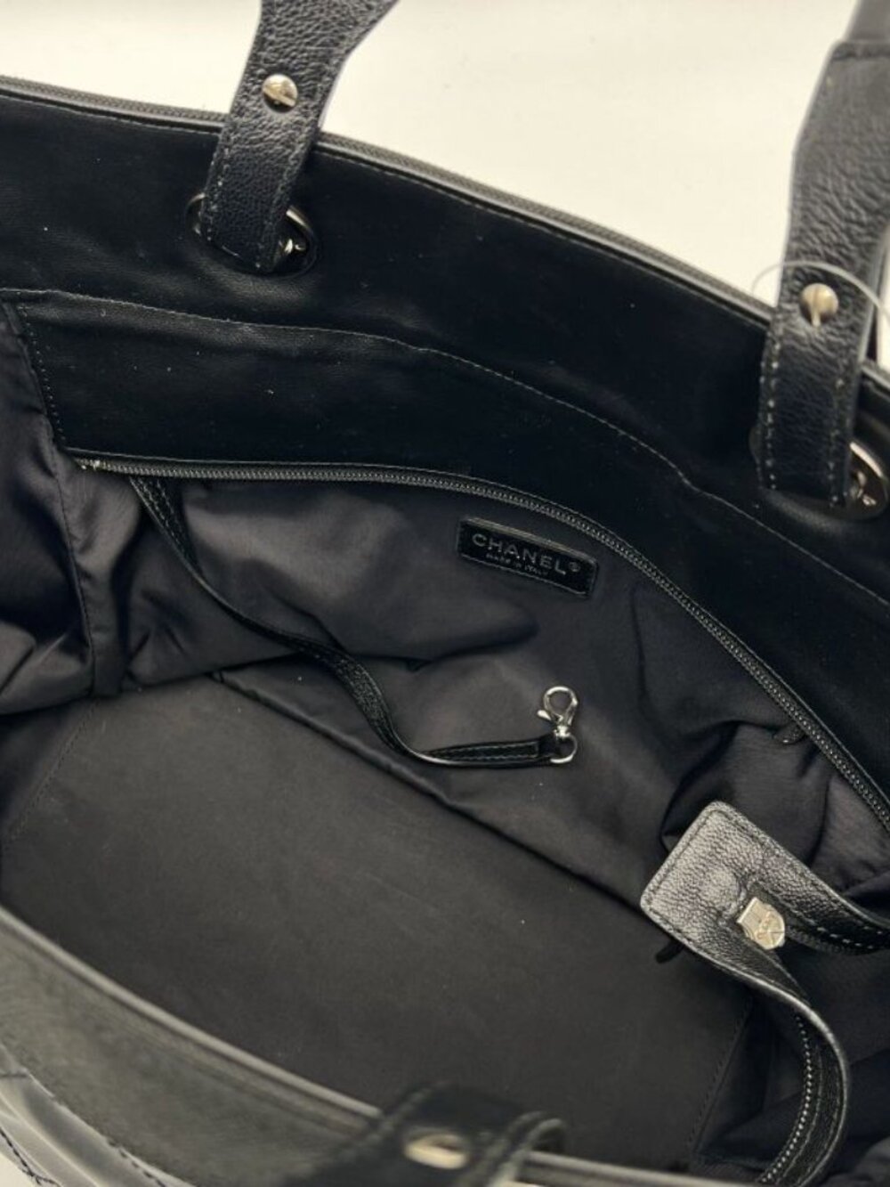 Chanel Paris Biarritz Tote MM 2-Way Nylon Leather Black Silver - Picture 14 of 15